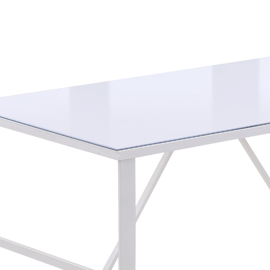 Secretária com Bancada de Vidro Temperado Carga Máxima 80kg Estilo Moderno para Escritório Estúdio Dormitório 120x60x74,5cm Branco — foto 8