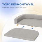 Sofá para Cães Cama Elevada para Cães Estofada com Almofada Lavável e Pés de Madeira de Pinho Carga Máxima 40 kg 98x67x25 cm Cinza — foto 5