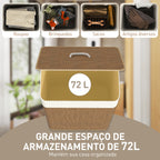 Cesto de Roupa com Tampa 72L Cesto de Roupa de Bambu com Bolsa Interior Removível e Alças para Lavandaria Dormitório 40x30x60 cm Madeira e Creme — foto 4
