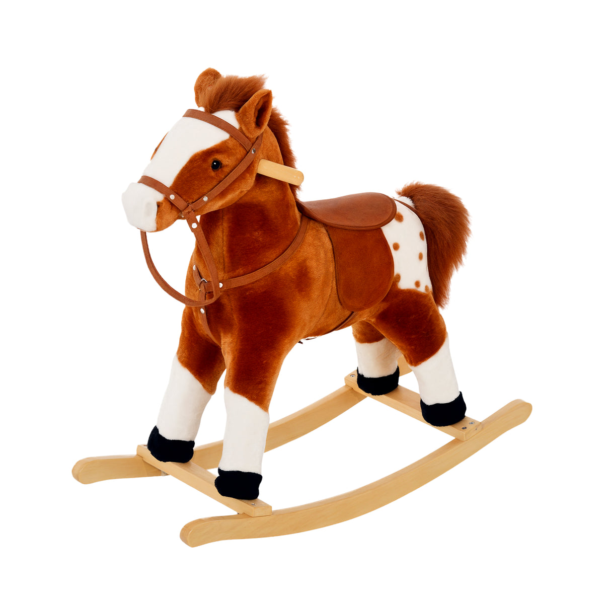 Cavalo Baloiço de Pelúcia para Crianças entre 3-6 Anos com Sons de Relincho 74x28x65 cm Marrom — foto 1