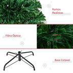 Árvore de Natal Artificial 150 cm Árvore de Natal com Fibra Óptica e Suporte Metálico Decoração de Natal Ø75x150 cm Verde — foto 8