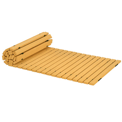 Wooden Garden Mat 185x60 cm Roll-Up Outdoor Mat Weather-Resistant Garden Beach Party Wooden Decoration