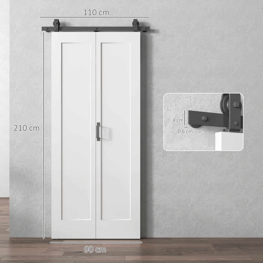 Porta de Correr com Acessórios Porta de Correr Dobrável com Acabamento Elegante Puxador Montagem Fácil para Casa de Banho Sala de Estar Cozinha 90x210 cm Branco — foto 3