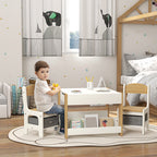 Conjunto de Mesa e 2 Cadeiras Infantis Mesa com Cadeiras para Crianças 2 em 1 com Ardósia Gavetas de Tecido e Espaço de Armazenamento para Quarto Sala de Jogos Cinza — foto 2