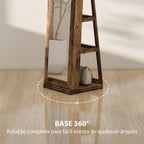 Joalheiro de Pé Armário para Jóias 360° Organizador de Jóias com Fechadura e Espelho Incorporado Carga Máxima 20 kg 38x38x160 cm Marrom Rústico — foto 6