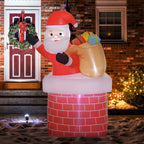 Pai Natal Insuflável com Sacos de Presente Saindo de uma Chaminé Decoração de Natal Insuflável com Luzes LED par Exterior 130x82x195 cm Vermelho — foto 2