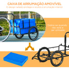 Reboque de Carga para Bicicleta Carrinho para Bicicleta com Caixa de Armazenamento Dobrável Alça Ajustável e Refletores Seguros Carga 40 kg 145x61x76/81 cm Azul — foto 4