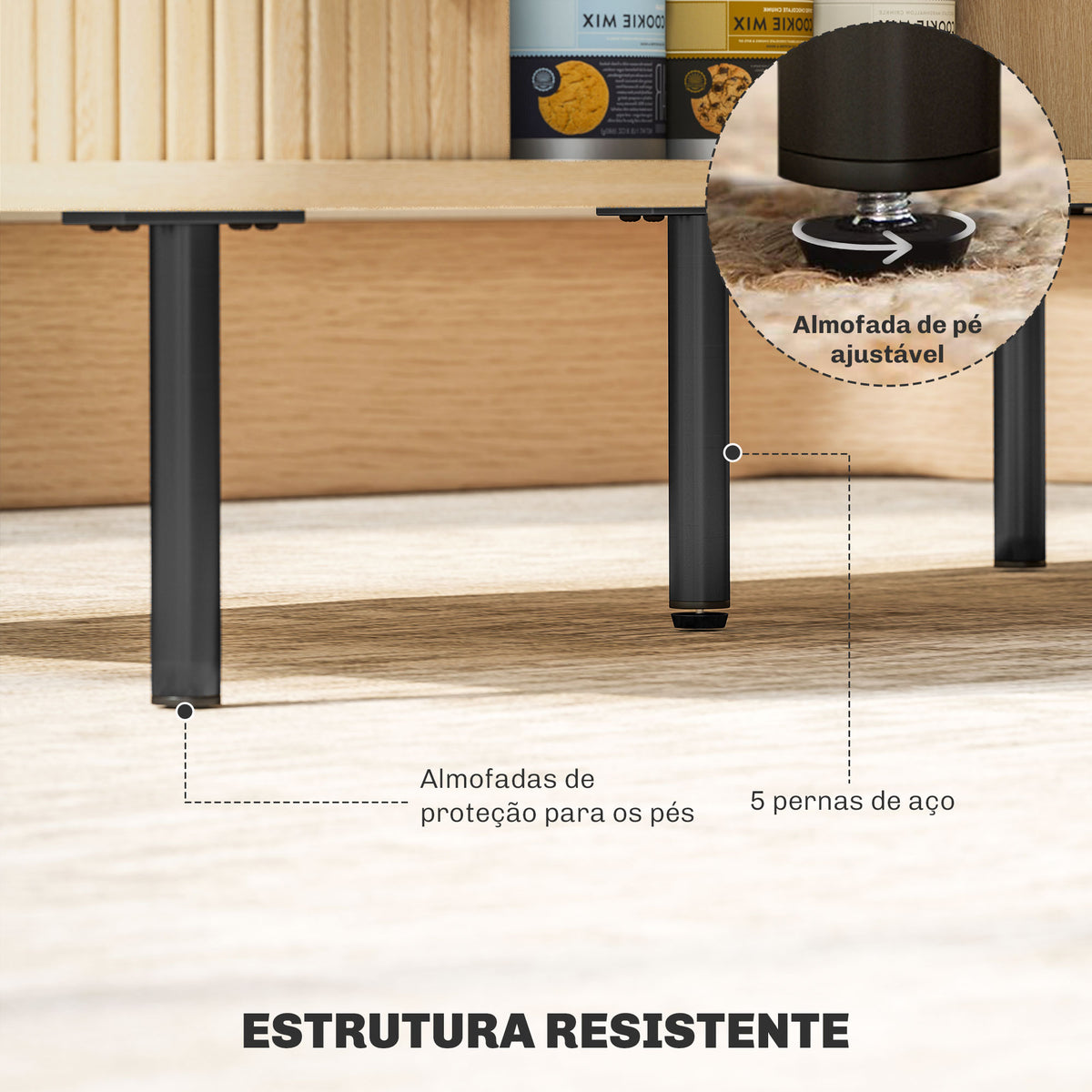 Mesa de Centro Mesa de Centro para Sala de Estar Mesa Auxiliar com 2 Portas de Correr 2 Compartimentos e Pés de Aço para Sala de Estar Quarto 100x55x40 cm Carvalho — foto 7