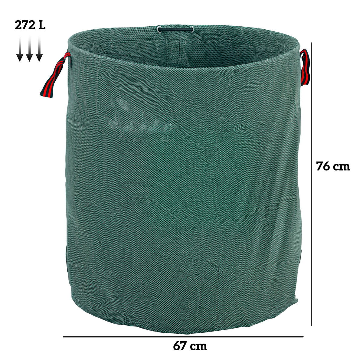 Conjunto de 3 Sacos de Resíduos de Jardim 272L Sacos para Resíduos Resistentes com Pegas Reforçadas e Aros Flexíveis Dobráveis e Reutilizáveis Ø67x76 cm Verde — foto 3