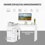 Secretária de Canto Secretária com 2 Formas de Utilização com 2 Prateleiras Abertas e 3 Gavetas para Escritório Casa Estúdio Branco — foto 4