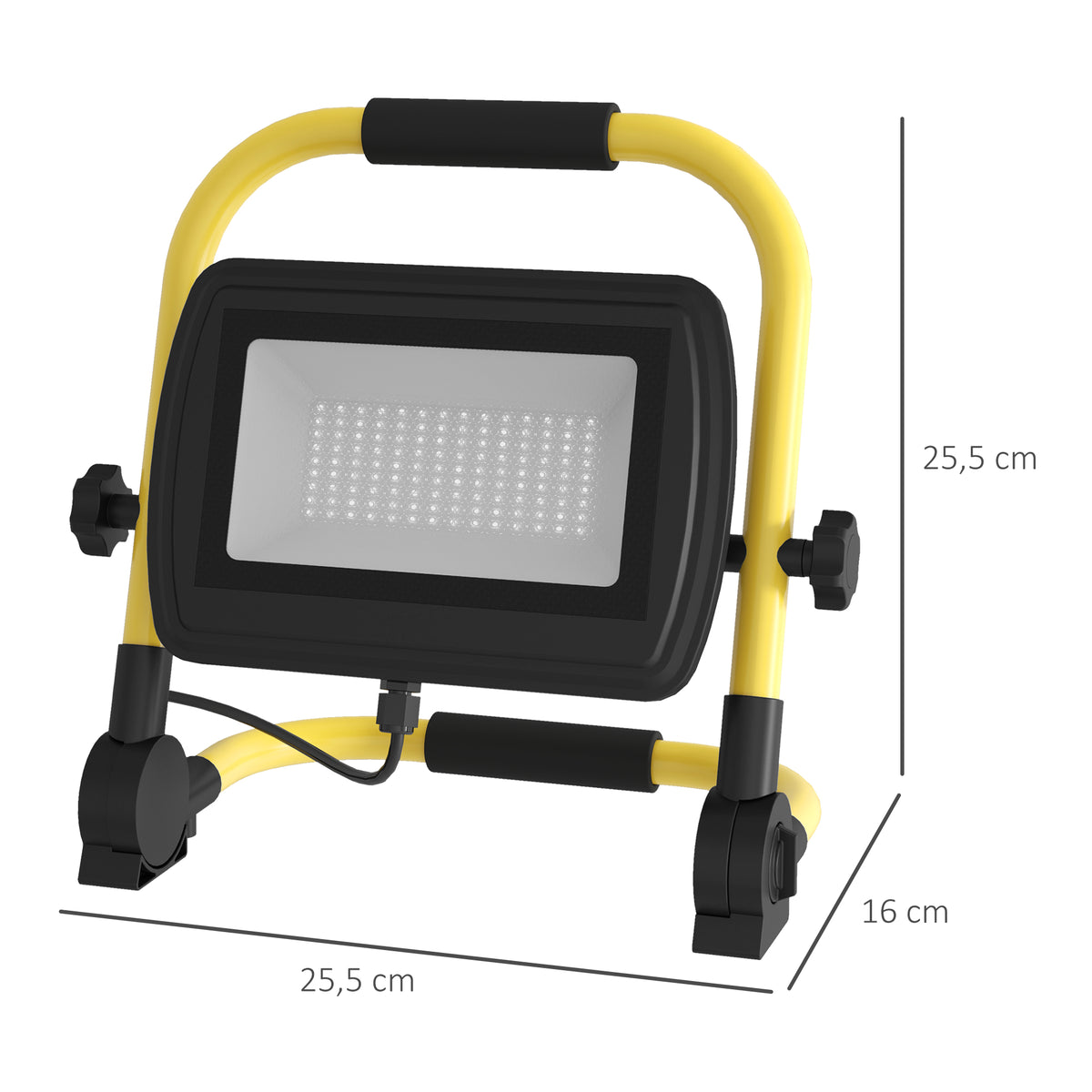 Preojetor LED Recarregável com Cabeças e Suporte Ajustáveis 50W 4250 Lúmenes IP65 6500K Reflector LED Resistente à Intemperie Portátil com Pega para Interior e Exterior Amarelo e Preto — foto 3