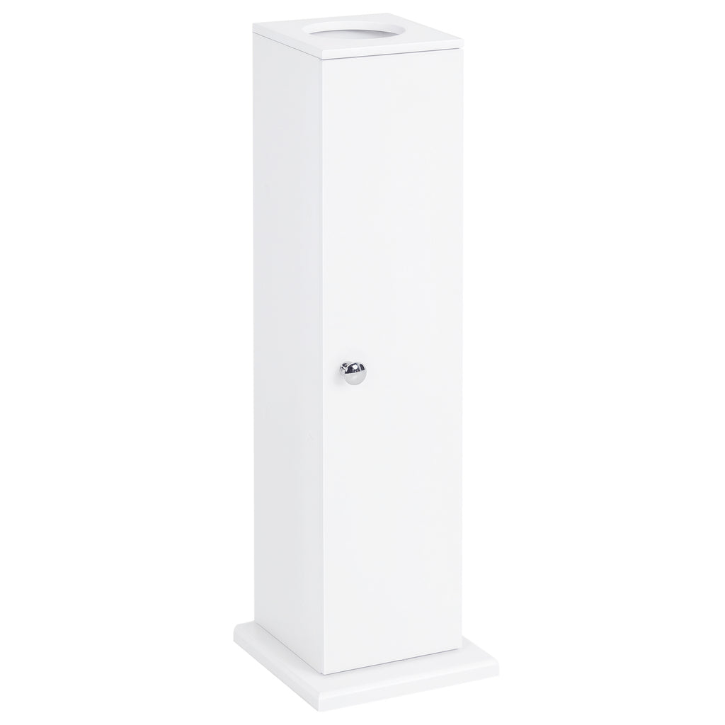 Armário de Casa de Banho Estreito Móvel de Casa de Banho com Orifício para Papel Higiénico e Prateleiras Estilo Moderno para Espaços Pequenos 19,5x19,5x65 cm Branco — foto 1