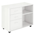 Armário de Escritório para Impressora Multifuncional com 3 Gavetas Prateleira Ajustável e Rodas 80x40x65cm Branco — foto 1
