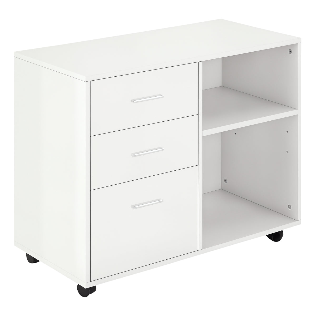Armário de Escritório para Impressora Multifuncional com 3 Gavetas Prateleira Ajustável e Rodas 80x40x65cm Branco — foto 1