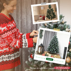 Árvore de Natal Artificial 150 cm Árvore de Natal com 581 Ramos com Efeito Neve 44 Pinhas e Suporte Metálico Dobrável Montagem Fácil para Sala Interior Verde — foto 6
