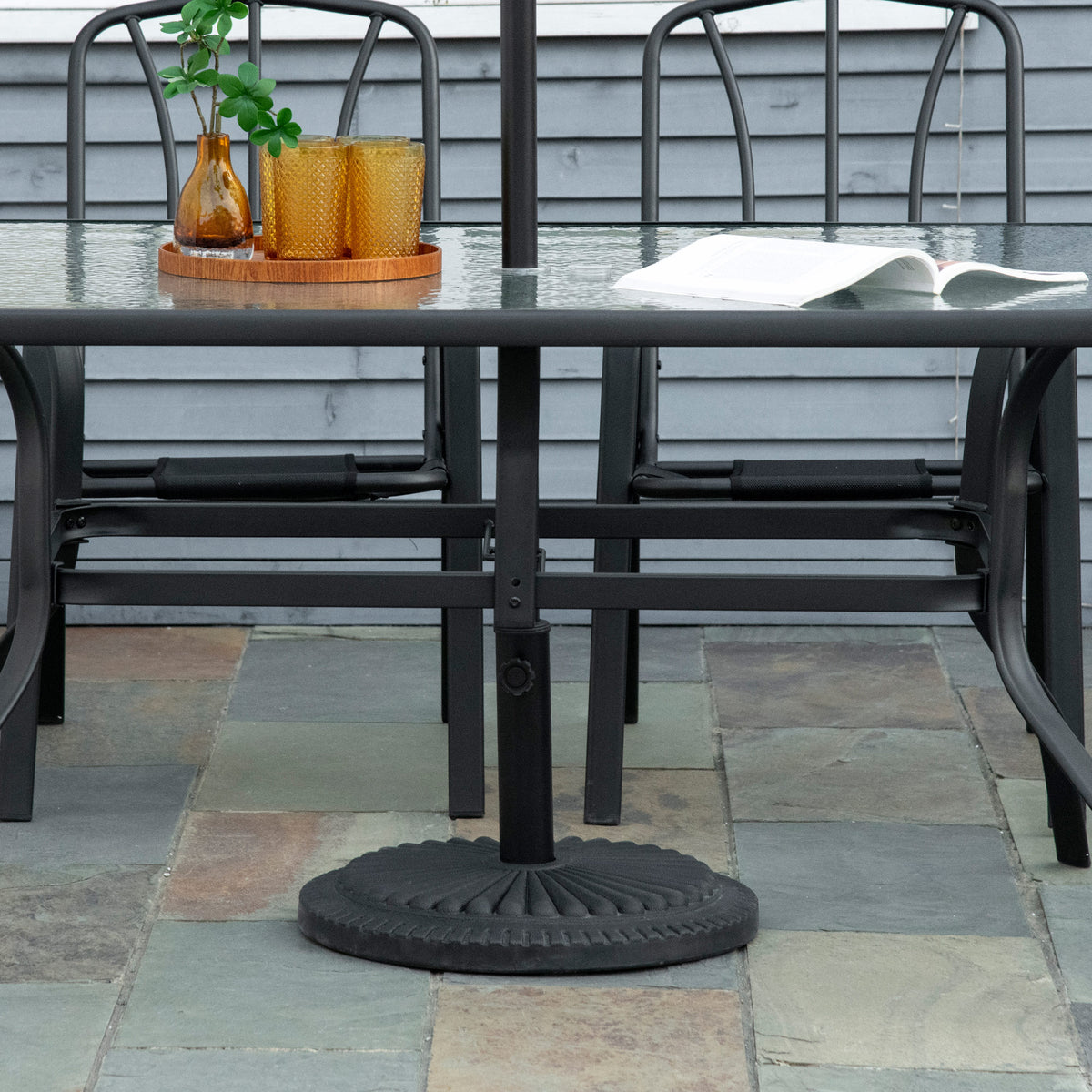 Base para Chapéu de Sol Suporte para Chapéu de Sol Apto para Mastros de 35mm/38mm/48mm para Terraço Jardim Exterior Ø49x32 cm Preto — foto 2