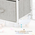 Cómoda com 4 Gavetas de Tecido Móvel de Arrumação Multifuncional para Dormitório Sala de Estar Corredor 45x30x92 cm Cinza e Branco — foto 5