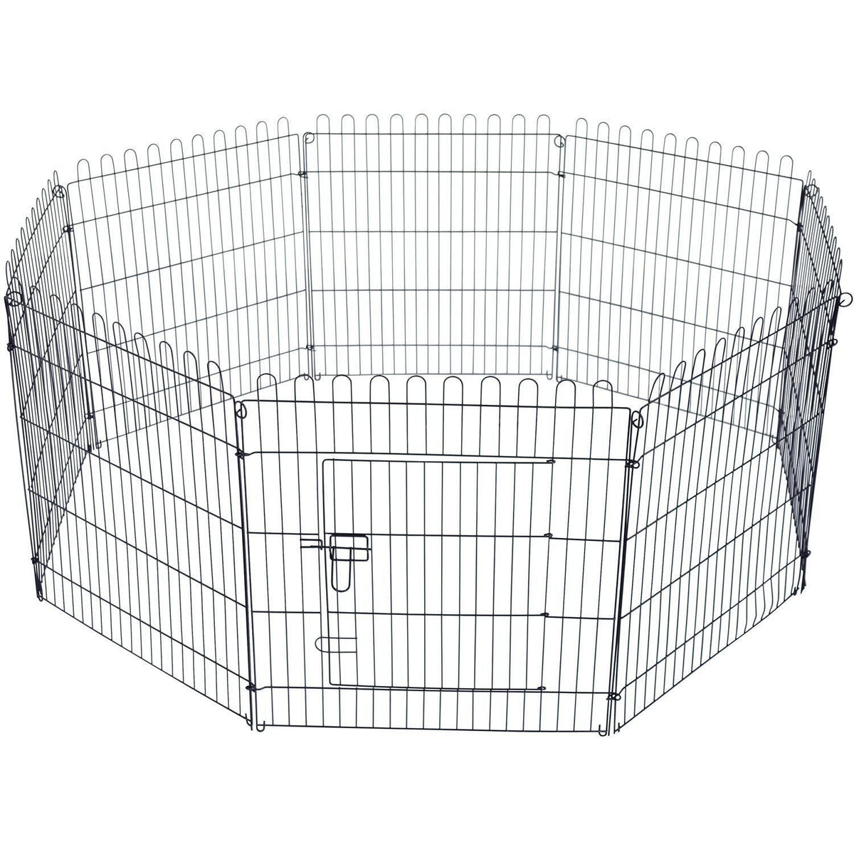 Parque para Animais de Estimação com 8 Paineis 71x76cm Dobrável Cerca para Animais de Estimação com Porta com Trava para Jardim Pátio Exterior Preto — foto 1