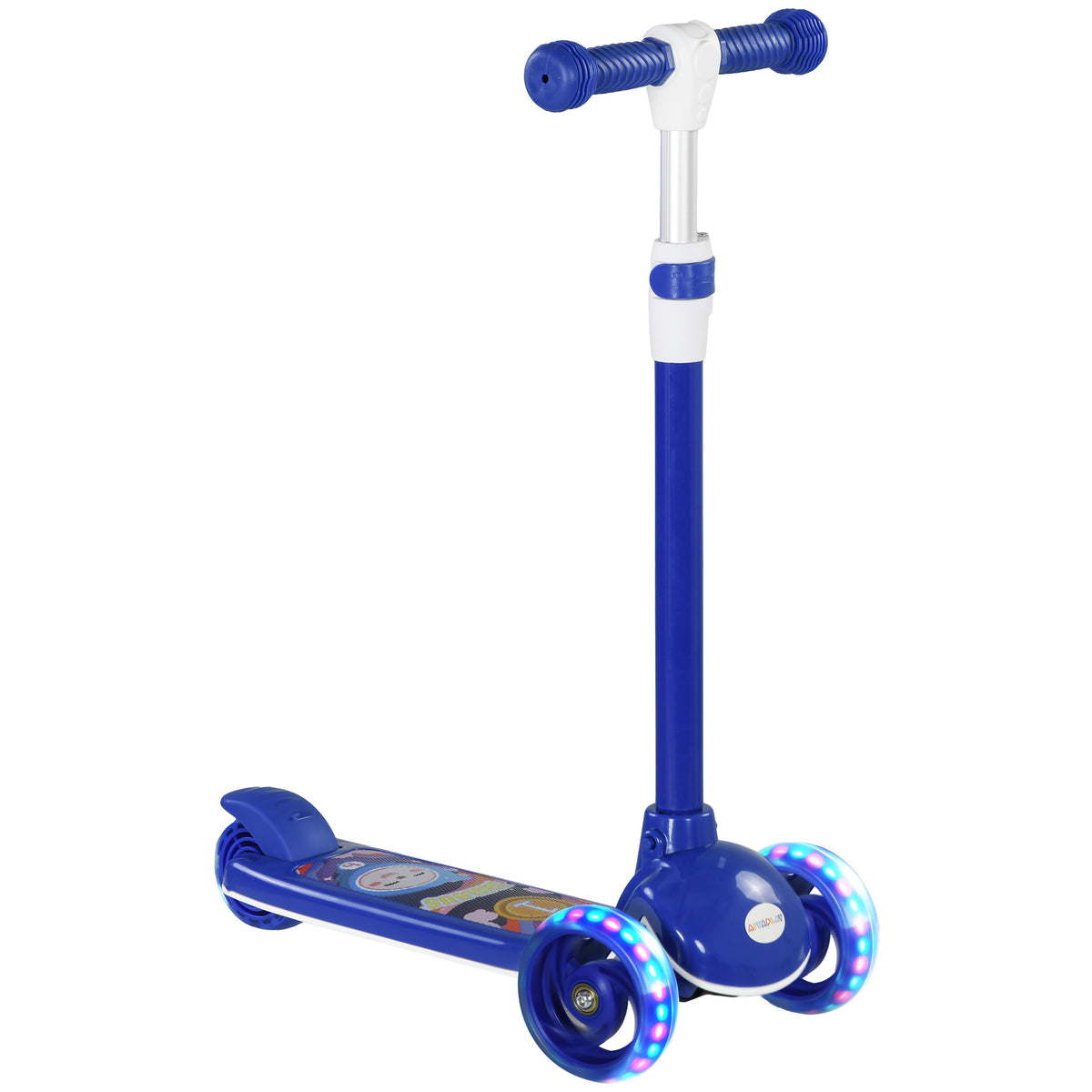 AIYPLAY Trotinete para Crianças de 2-6 Anos Trotinete Infantil Dobrável Trotinete com 3 Rodas LED Altura Ajustável Carga 25 kg 52x29x63-76 cm Azul — foto 1