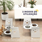 Comedouro para Cães Elevado Comedouro para Animais com 3 Alturas 2 Tigelas 2x1L e Sistema de Alimentação Lenta para Cães Pequenos Médios e Grandes 63x58,5x40 cm Branco — foto 4