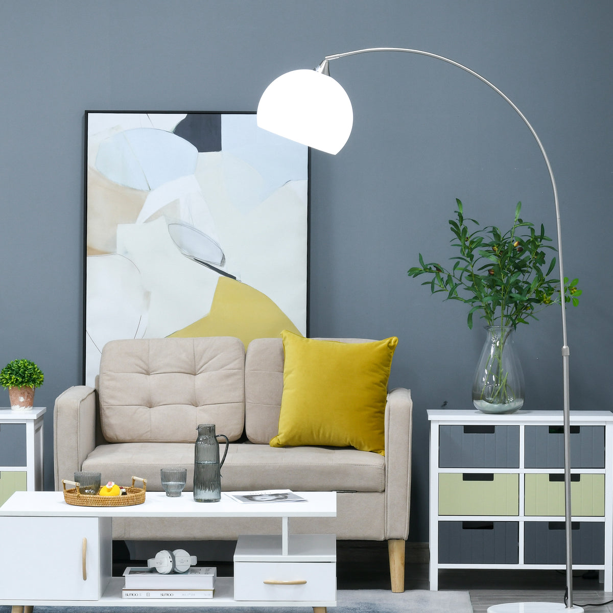 Lâmpada de assoalho ajustável em altura 130-180 cm com interruptor de pé Bulbo E27 necessário máx. 40 W excluído e tela giratória de 360 ​​° branco — foto 2