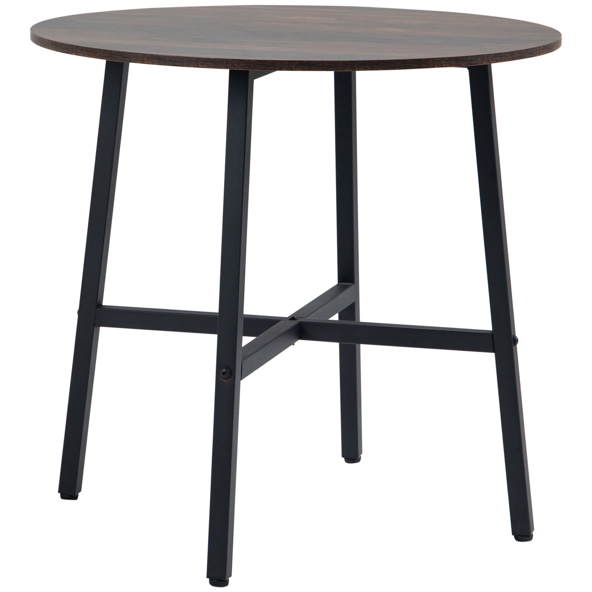 Mesa de Sala de Jantar Redonda para 4 Pessoas Mesa de Cozinha Moderna com Pés de Aço Ø80x76 cm Marrom e Preto — foto 1