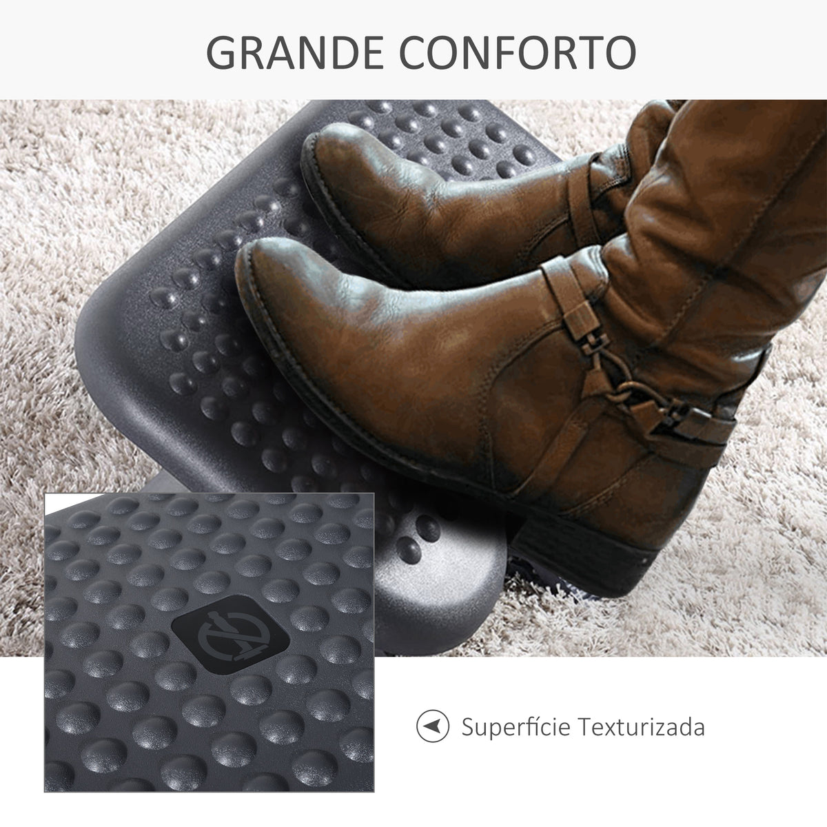 Apoio de pés ergonômico ajustável para escritório 46 x 35 cm Cinza escura — foto 5