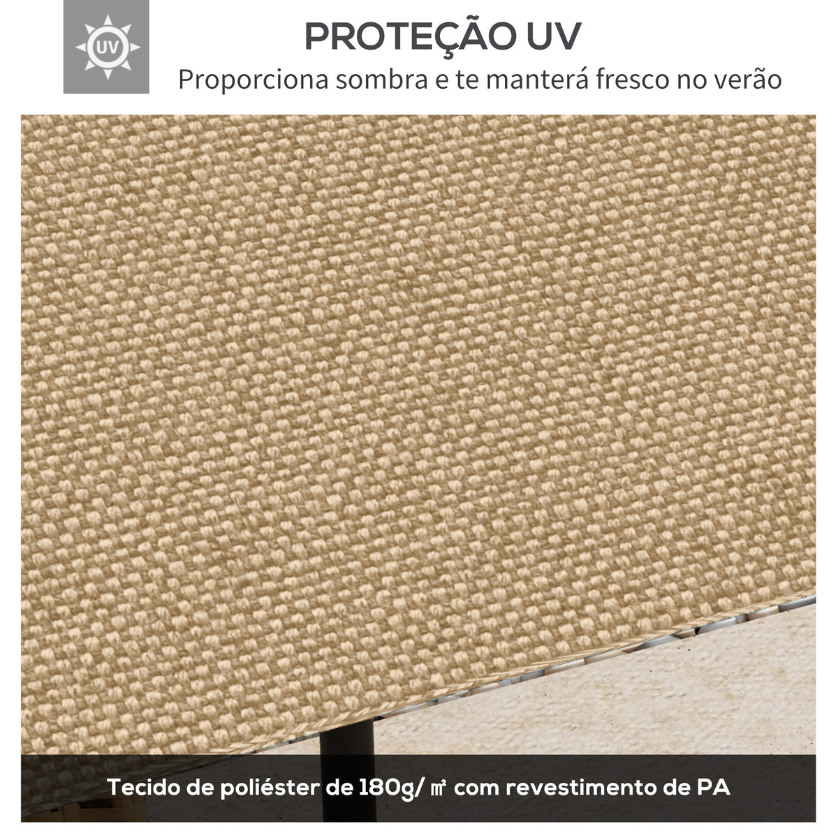 Toldo de Substituição de 3x3m para Pérgola de Jardim com 8 Orifícios de Drenagem e Ventilação Bege — foto 4