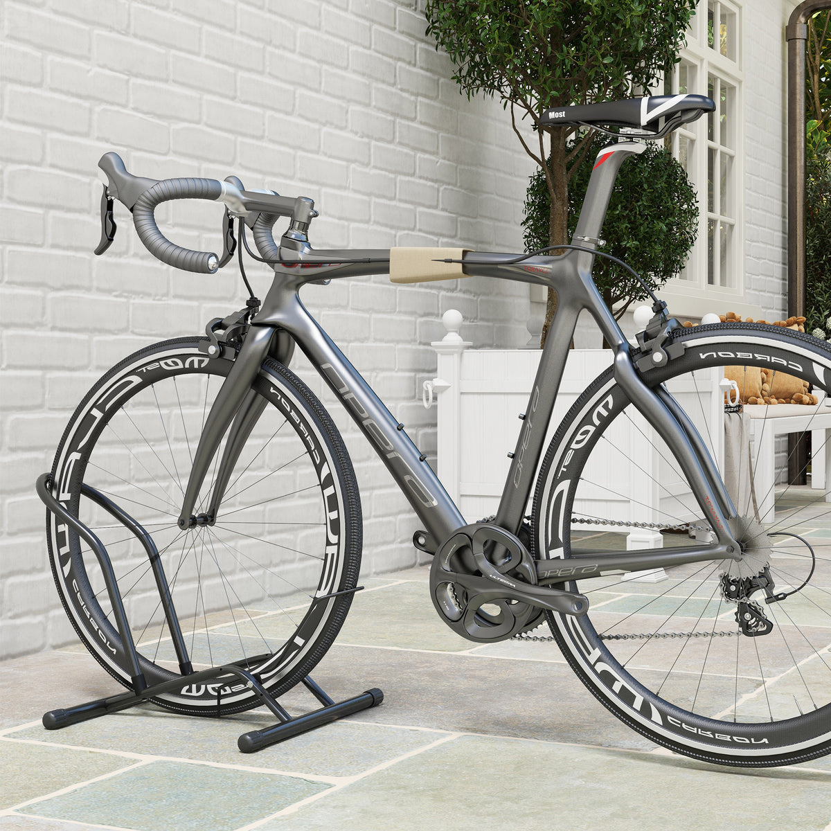 Estacionamento para Bicicletas Suporte para Bicicletas de Aço Estacionamento de Bicicletas de Chão Portátil para Interior e Exterior 59x41x38 cm Preto — foto 2