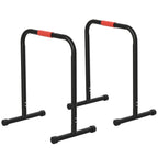 Suporte de treino de barras paralelas com alça extra larga para flexões inclinadas para construção muscular. Calistênicos. 63x41x73 cm Preto — foto 1