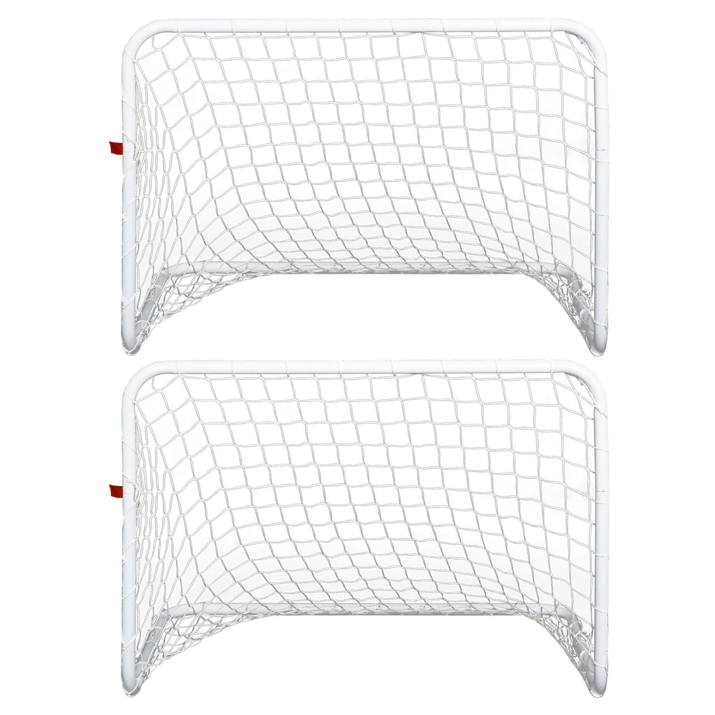 Conjunto de 2 Balizas de Futebol com Rede e Bola para Crianças e Adultos, Brinquedo Desportivo de Exterior para Jardim com Bomba de Enchimento, Aço e Poliéster, 78x46x56 cm, Branco — foto 7