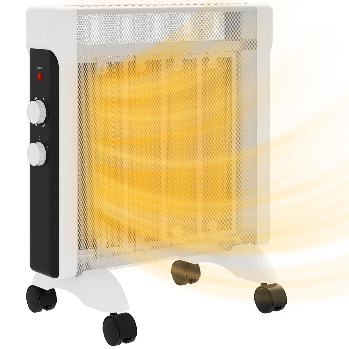Aquecedor Elétrico 1000W/2000W Aquecedor com Painéis de Mica Rodas Proteção Anti-Tombo e Sobreaquecimento Aquecedor Elétrico de Baixo Consumo 26,5x55x61,5 cm Branco — foto 1