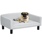 Sofá para Cães Médios Cama Elevada para Cães com Pernas de Madeira Cama para Animais de Estimação Capacidade 20 kg 82x54x36 cm Cinzento — foto 1