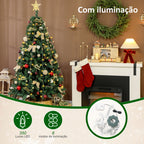 Árvore de Natal de 180 cm com Decorações 200 Luzes LED Branco Quente Árvore de Natal Decorada com 8 Modos de Iluminação 650 Ramos Suporte de Aço Decoração para Casa Festa Interior Verde — foto 5