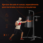 Saco de Boxe Suspenso com Suporte Bola de Velocidade Ajustável em Altura de 167-187cm e Inflador para Treinamento Fitness em Casa Ginásio 115x157x221 cm Preto e Cinza — foto 4