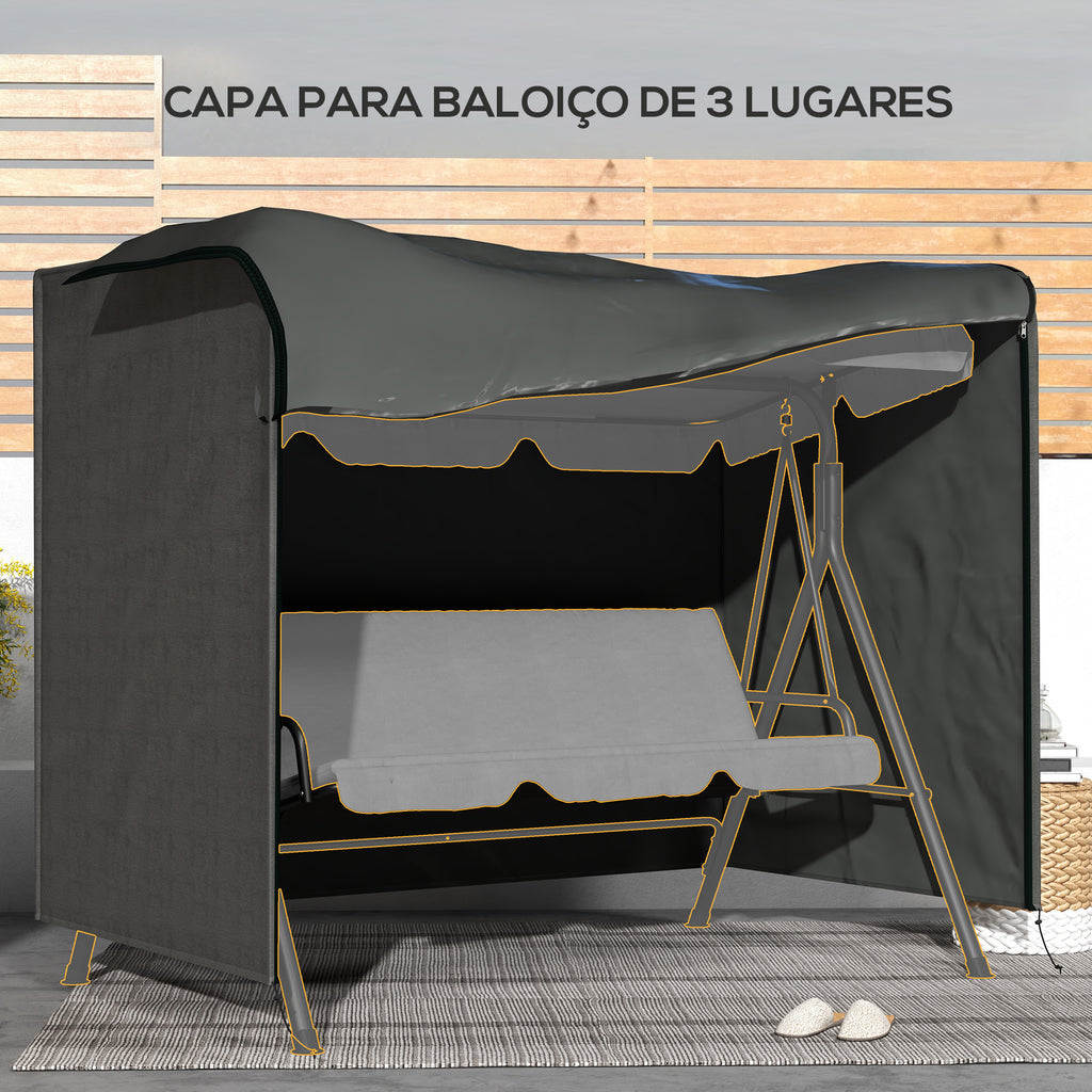 Capa para Móveis de Jardim Capa Protetora para Baloiços de Exterior com Fecho de Correr 205x124x164 cm Cinza Escuro — foto 5