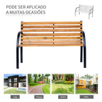 Banco de jardim 2 lugares com encosto e apoios de braços Ripas de madeira e estrutura de aço Carga 230 kg 122x60x80 cm Cor natural e preto — foto 4