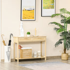Mesa de console em malha Mesa de entrada com 2 gavetas e prateleira inferior para o corredor Quarto sala de estar Estilo rústico 100x30x76 cm Natural — foto 2