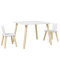 Conjunto de Mesa Infantil e 2 Cadeiras Mesa Infantil com Costas de Cadeiras com Orelhas de Coelho Mesa Infantil para Quarto de Bebé Sala de Jogos Branca — foto 1