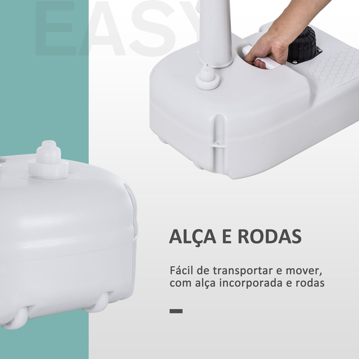 Lavatório Portátil para Atividades ao Ar Livre e Campismo com Depósito de Água de 17L Dispensador de Sabão Suporte para Toalha e 2 Rodas 51x33,5x103 cm Cinza Claro — foto 5