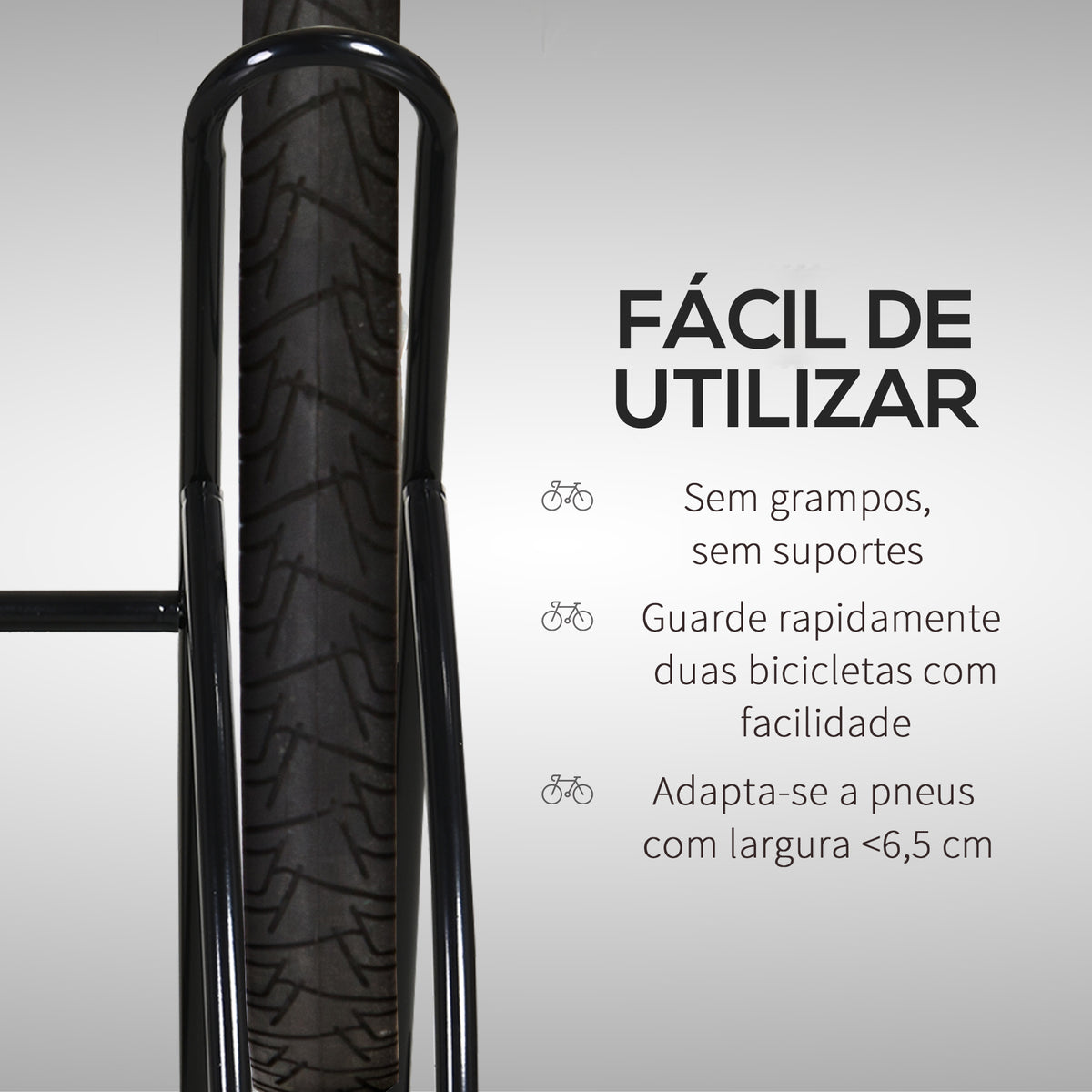 Suporte de estacionamento para 2 bicicletas Garagem Interior Exterior Estável Fácil de montar Portátil Anti-Slip Pad Tubo de aço 60x54x57cm Preto — foto 6
