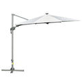 Chapéu de Sol Excêntrico Φ300x248cm com Proteção UV 50+ Giratório 360º com Manivela Luzes LED Painel Solar e Teto Reclinável Branco — foto 1