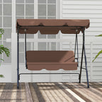 Baloiço de Jardim de 3 Lugares com Almofada Toldo Ajustável e Estrutura de Aço para Balcão Terraço Patio Carga Máx. 200 kg 172x110x153 cm Marróm — foto 8