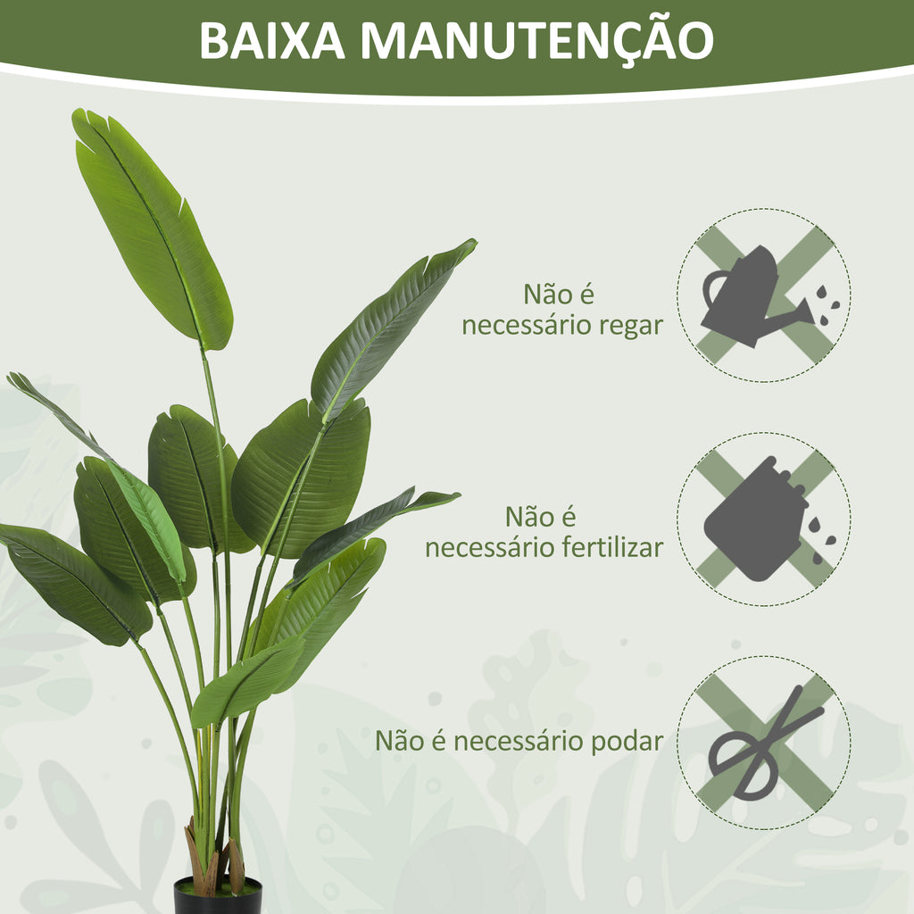 Planta Artificial Decorativa 160 cm Bananeira Artificial com Vaso e Folhas para Interior Casa Sala de Estar Escritório Verde — foto 6