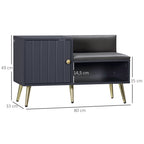 Banco Sapateira com Compartimento Aberto e Almofada Acolchoada para 4 Pares de Sapatos para Entrada Corredor 80x33x49 cm Cinza Escuro — foto 3