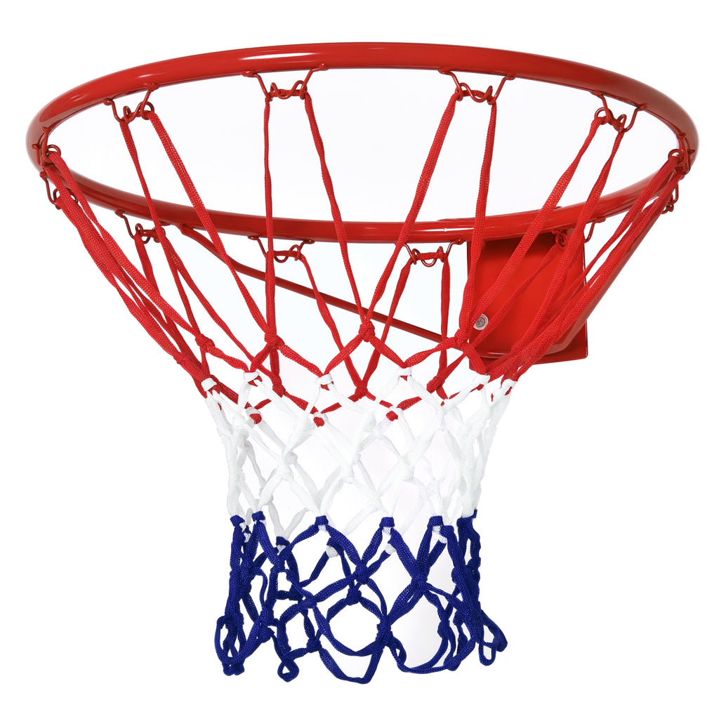 Cesta de Basquetebol de Parede Ø46 cm Aro de Basquetebol com Rede Estrutura Metálica 12 Ganchos para Interior e Exterior Vermelho — foto 1