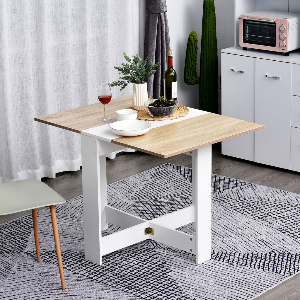 Mesa Sala de Jantar Dobrável Mesa Auxiliar de Cozinha com Laterais Dobráveis para Poupar Espaço Desenho Moderno 103x76x73,5 cm Madeira e Branco — foto 2