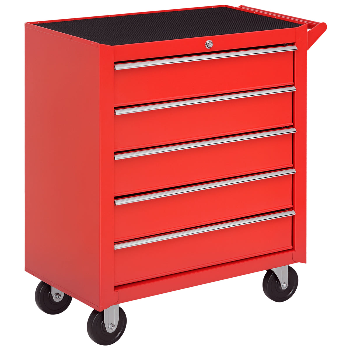 Carrinho de Ferramentas com 5 Gavetas Rodas Trava Armário de Armazenamento para Oficina de Garagem e Chapa de Aço 69x33x75 cm Vermelho — foto 1