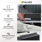 Conjunto de Móveis de Jardim 7 Peças com Mesa de Centro Almofadas e Almofadas Decorativas Incluídas Estrutura de Aço Marrom — foto 7