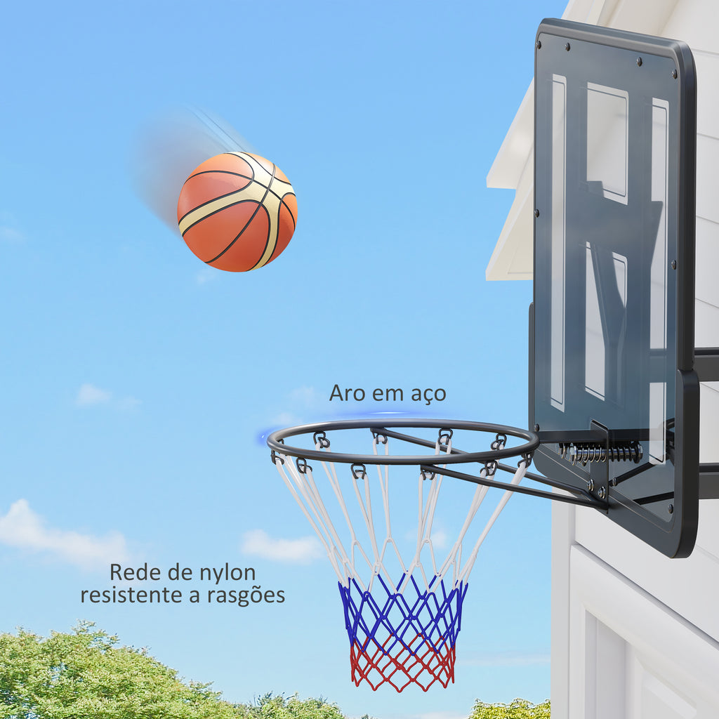 Tabela de Basquetebol de Parede Painel de Basquetebol para Interior e Exterior com Painel Inquebrável de 110x75 cm e Rede Resistente a Rasgos para Adultos e Crianças Preto — foto 6